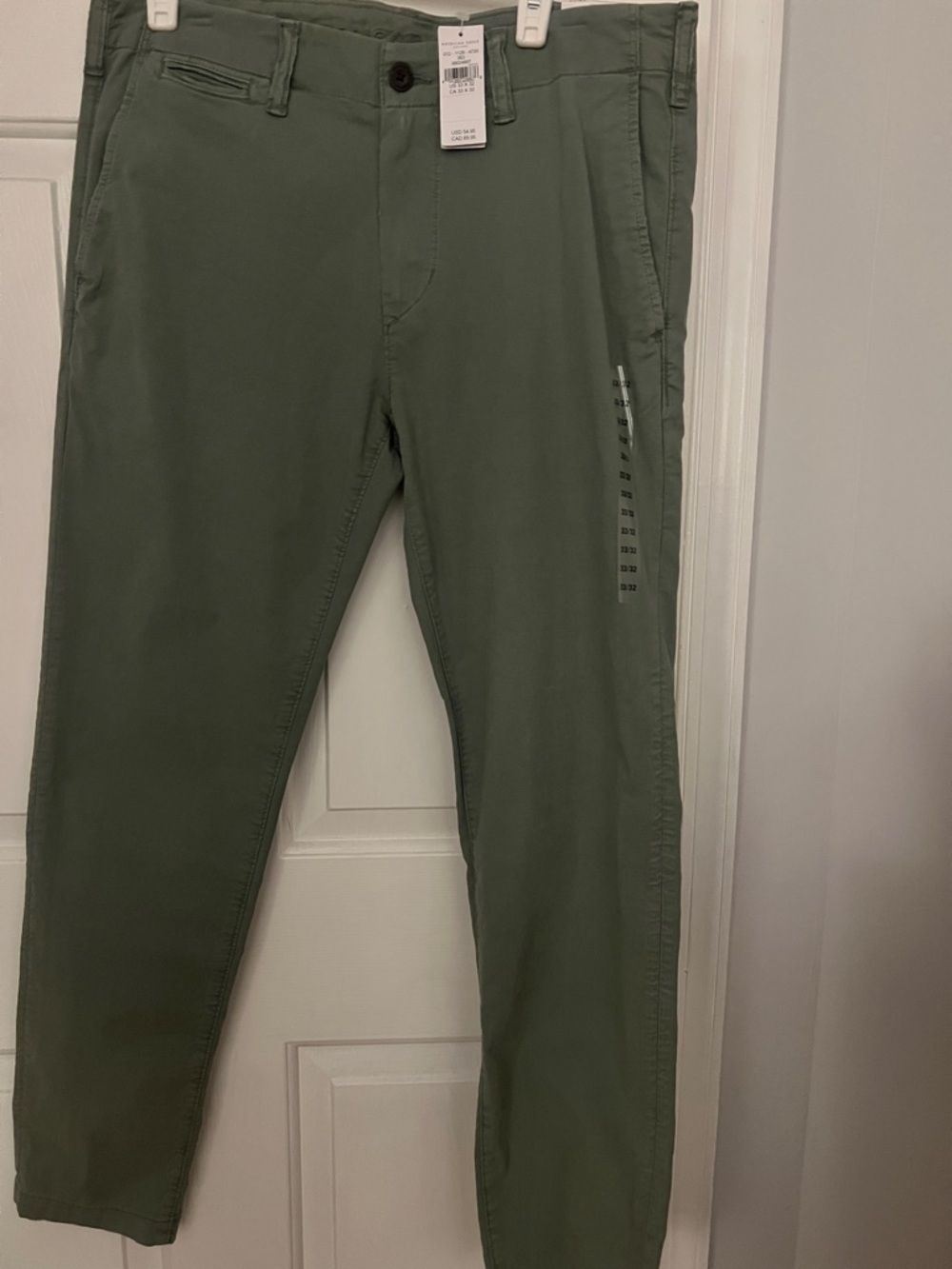 American Eagle Outfitters Olive Slim Chinos 33x32